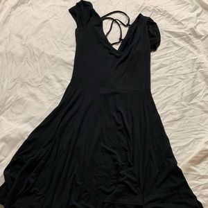 Black dress with cross tie back